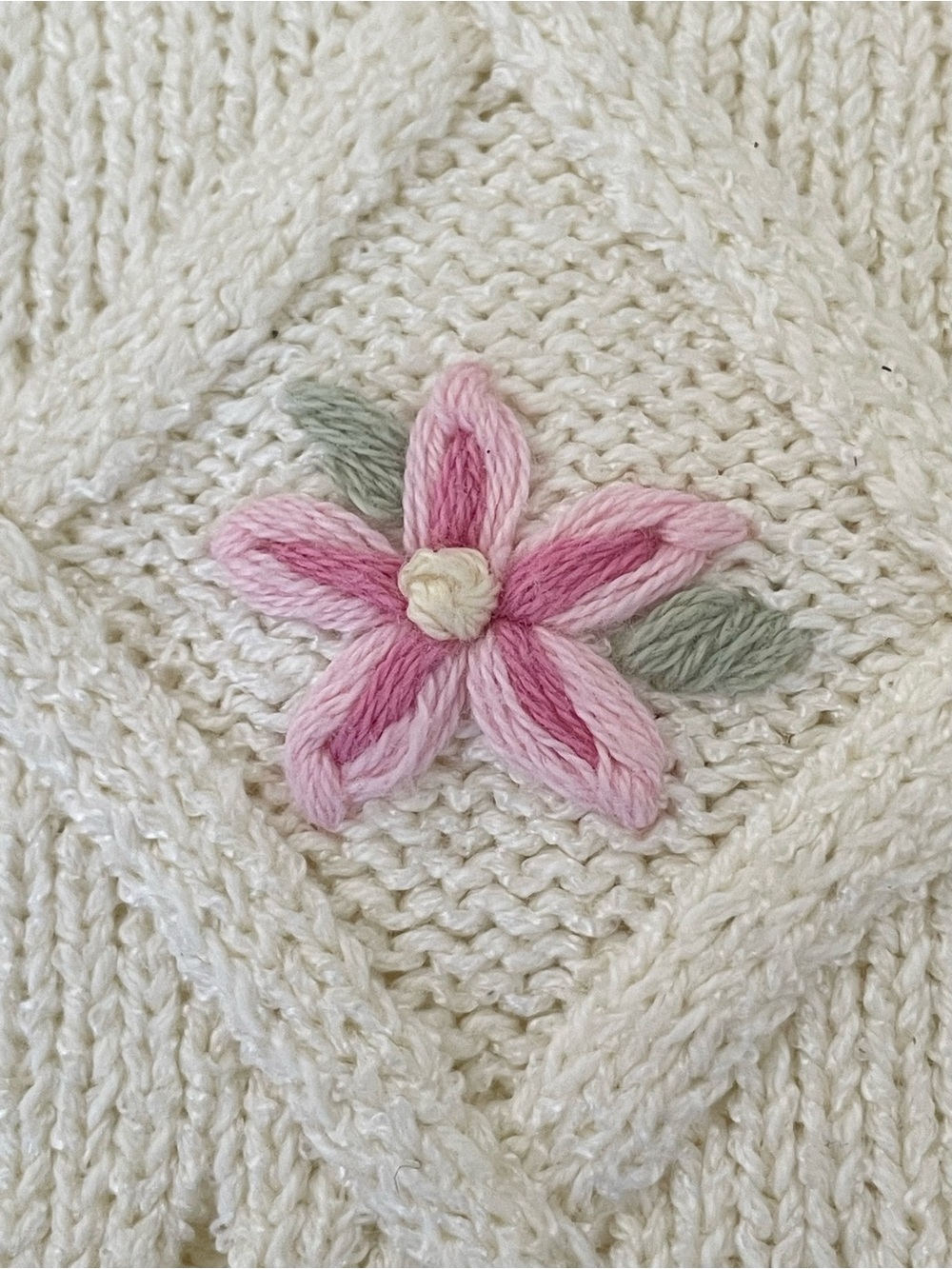 Vintage Embroidered Cardigan Sweater Floral Scallop S Cottagecore Grandma Chic - Picture 9 of 16